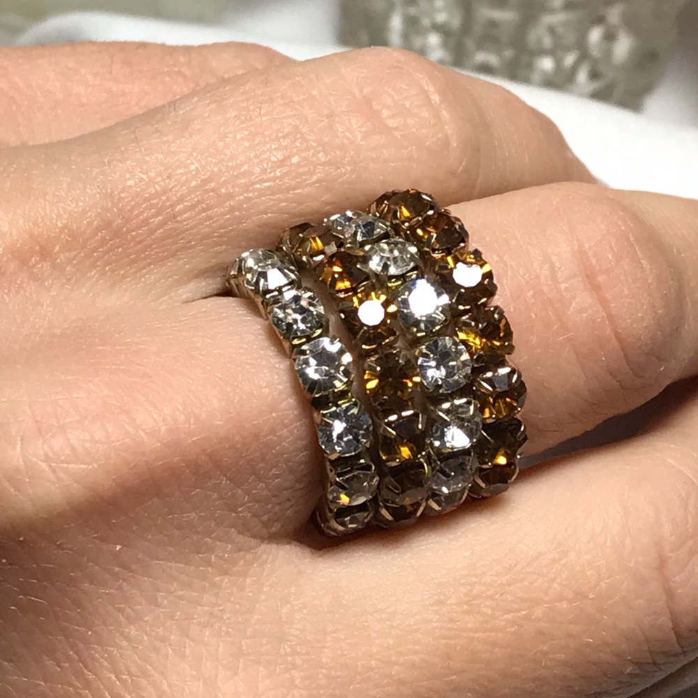 Costume Jewelry Ring Log Citrine Clear Colored - Picture 2 of 3